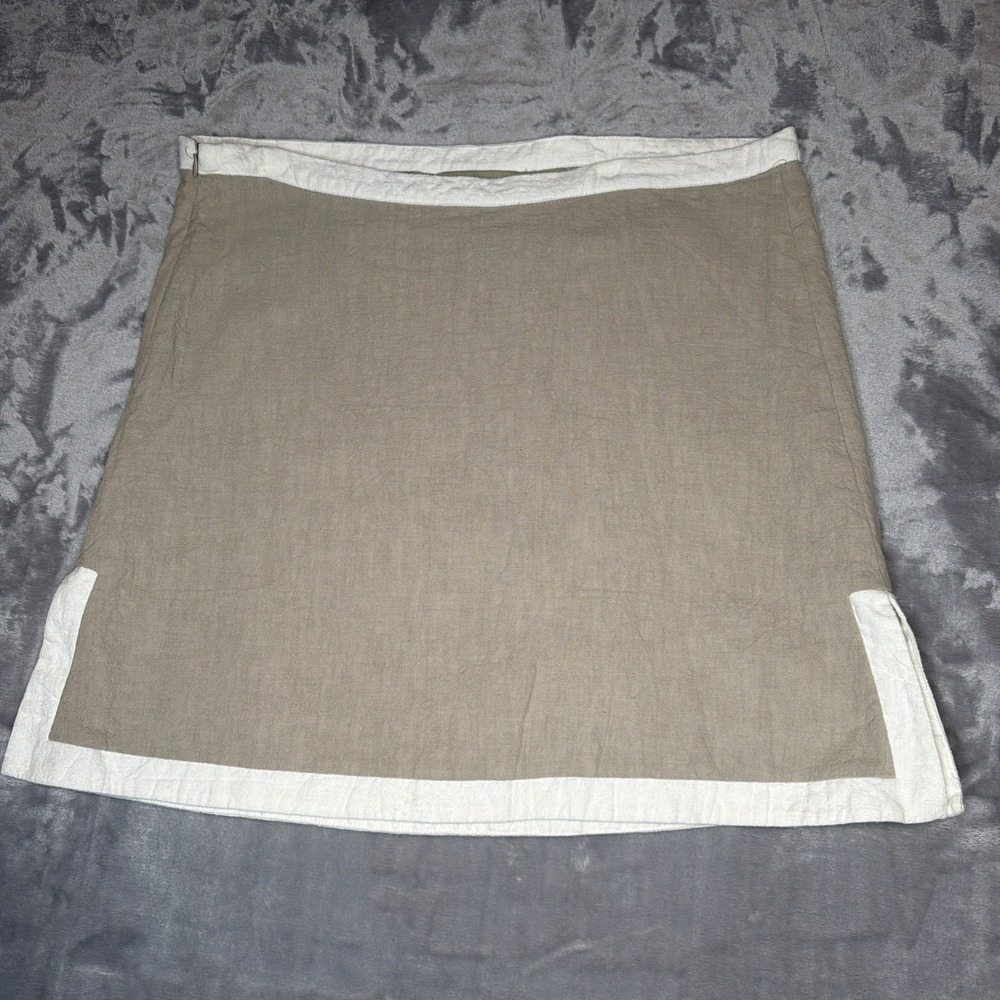 SABO Linen Blend Mini Skirt Women's XL US 10 Beige Contrast Trim Lined